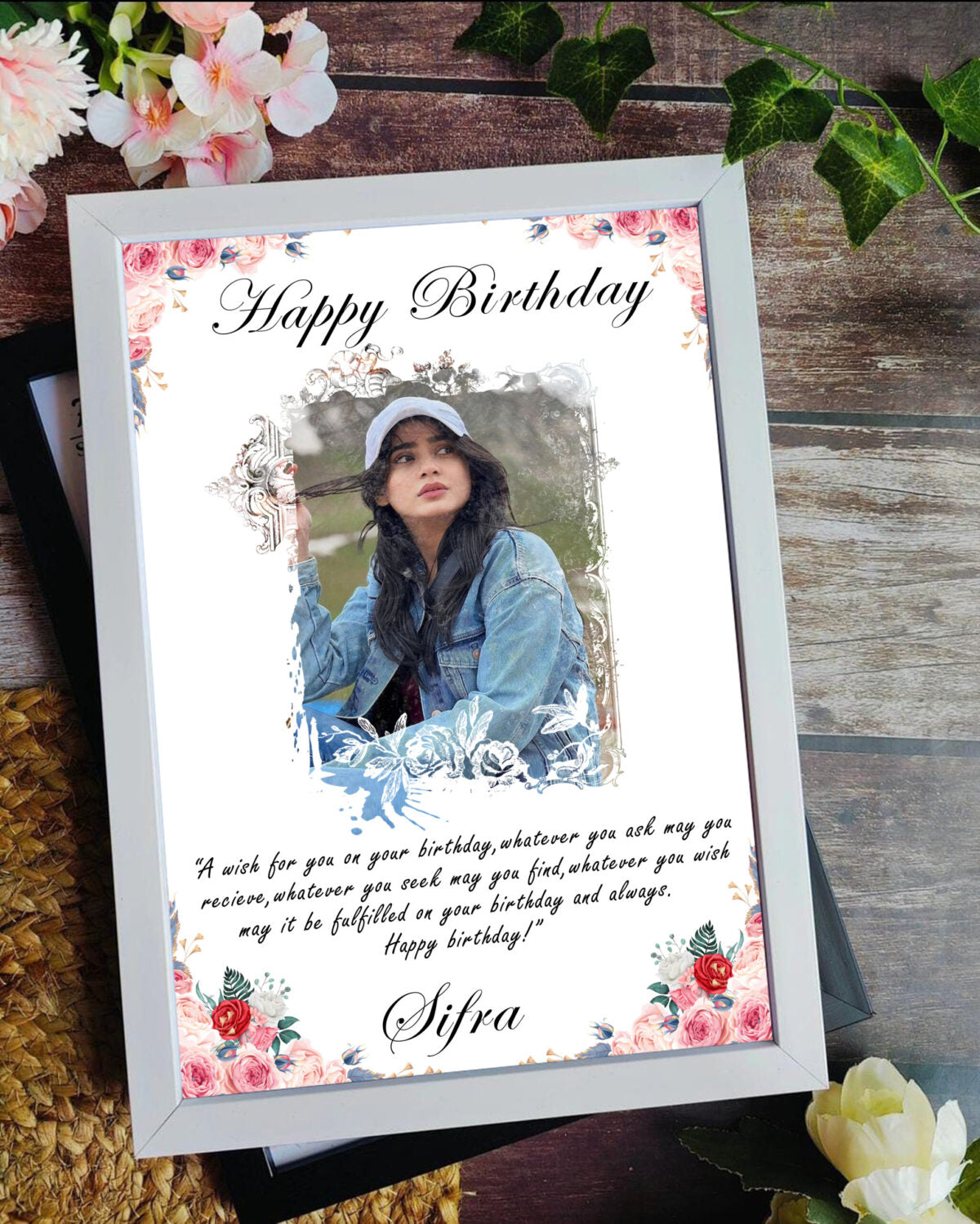 Happy birthday photo frame square