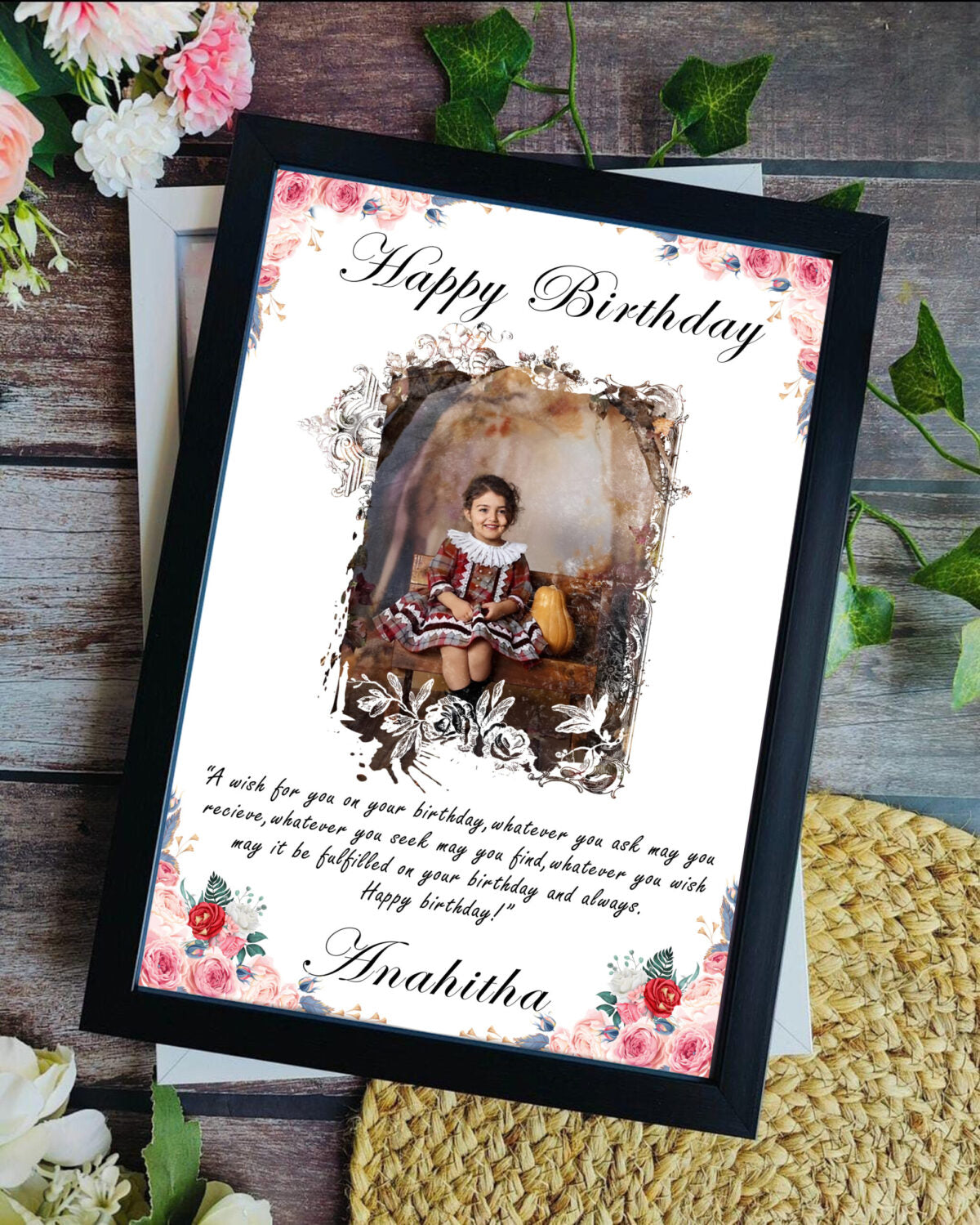 Happy birthday photo frame square